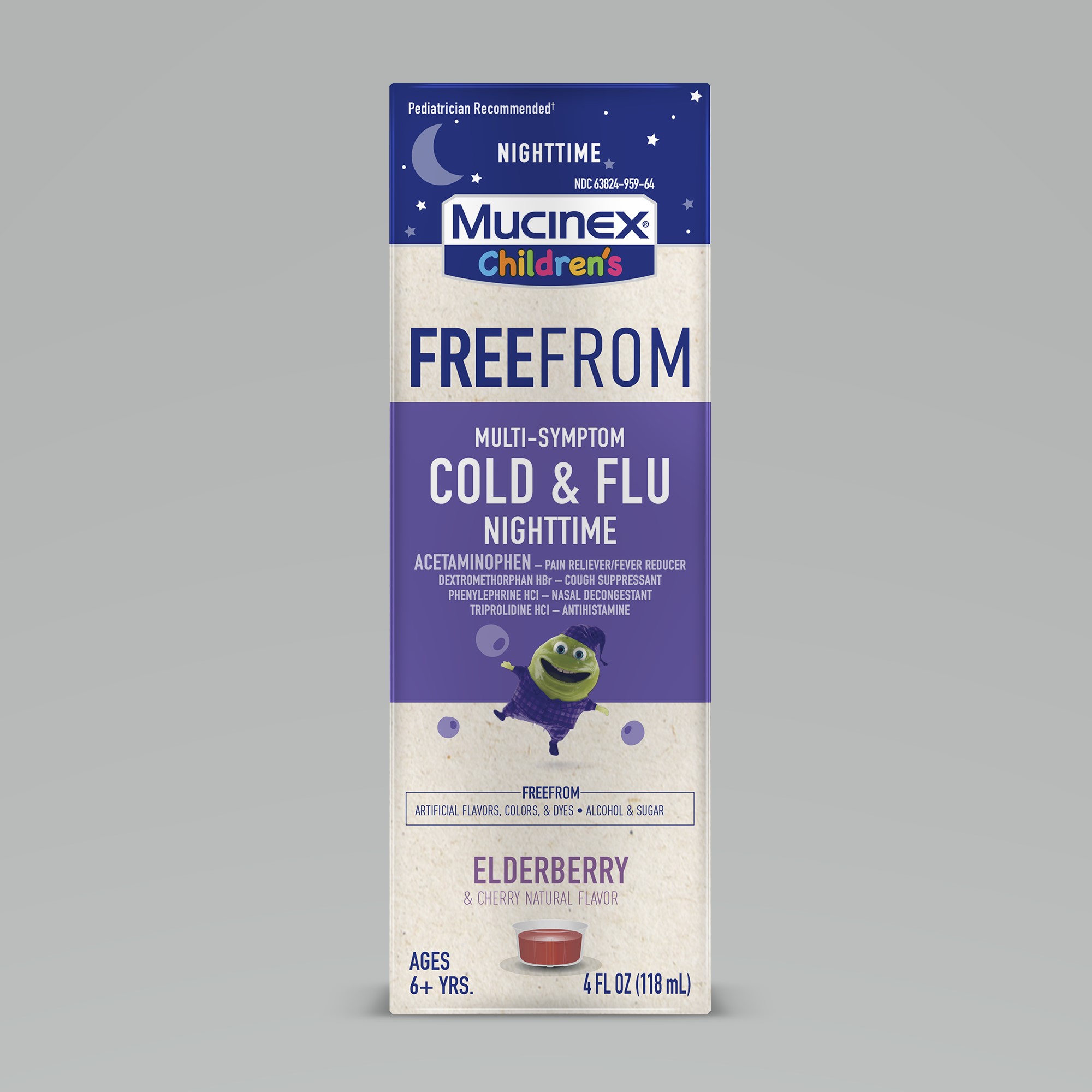 MUCINEX Childrens Liquid  Free From MultiSymptom Cold  Flu Nighttime